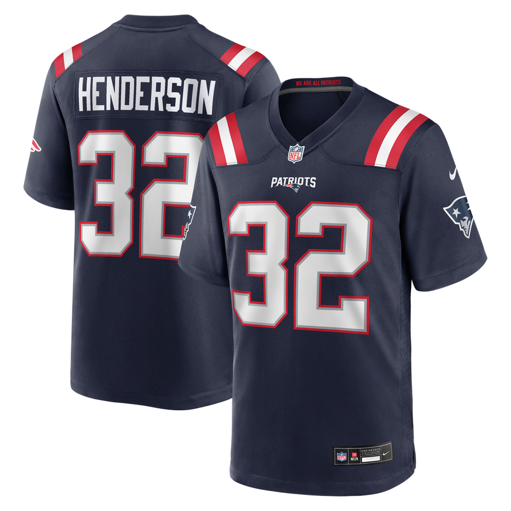 New England Patriots TreVeyon Henderson Navy 2025 NFL Draft Game Jersey