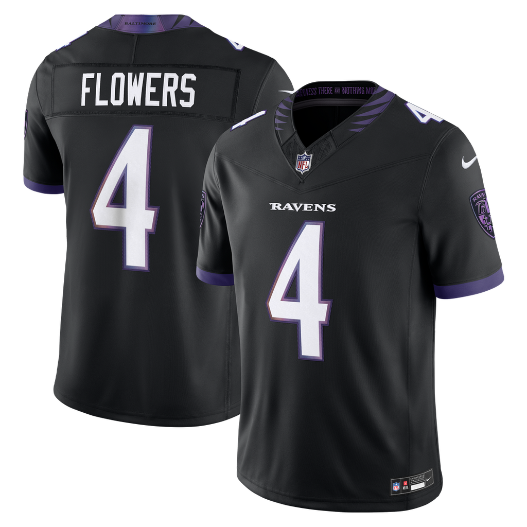 Zay Flowers Baltimore Ravens Black Alternate Alternate Vapor F.U.S.E. Stitched Limited Jersey