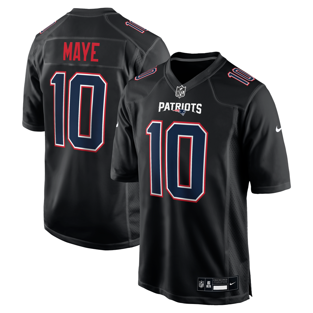 Drake Maye New England Patriots Carbon Black Game Jersey