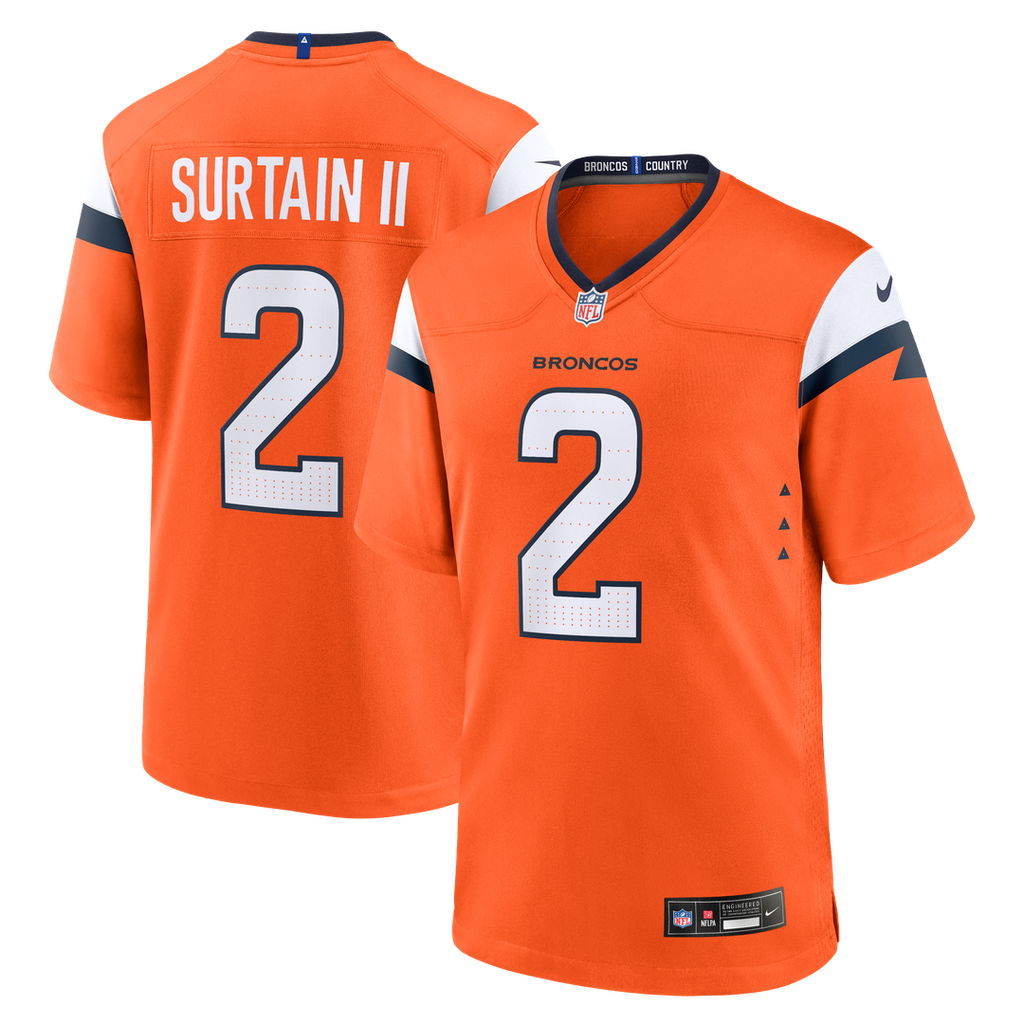 Patrick Surtain II Denver Broncos Orange Team Game Jersey