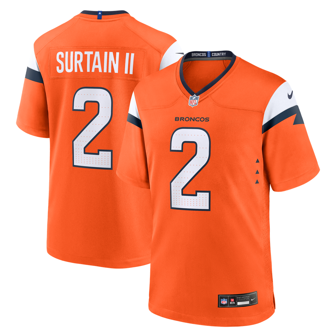 Patrick Surtain II Denver Broncos Orange Team Game Jersey