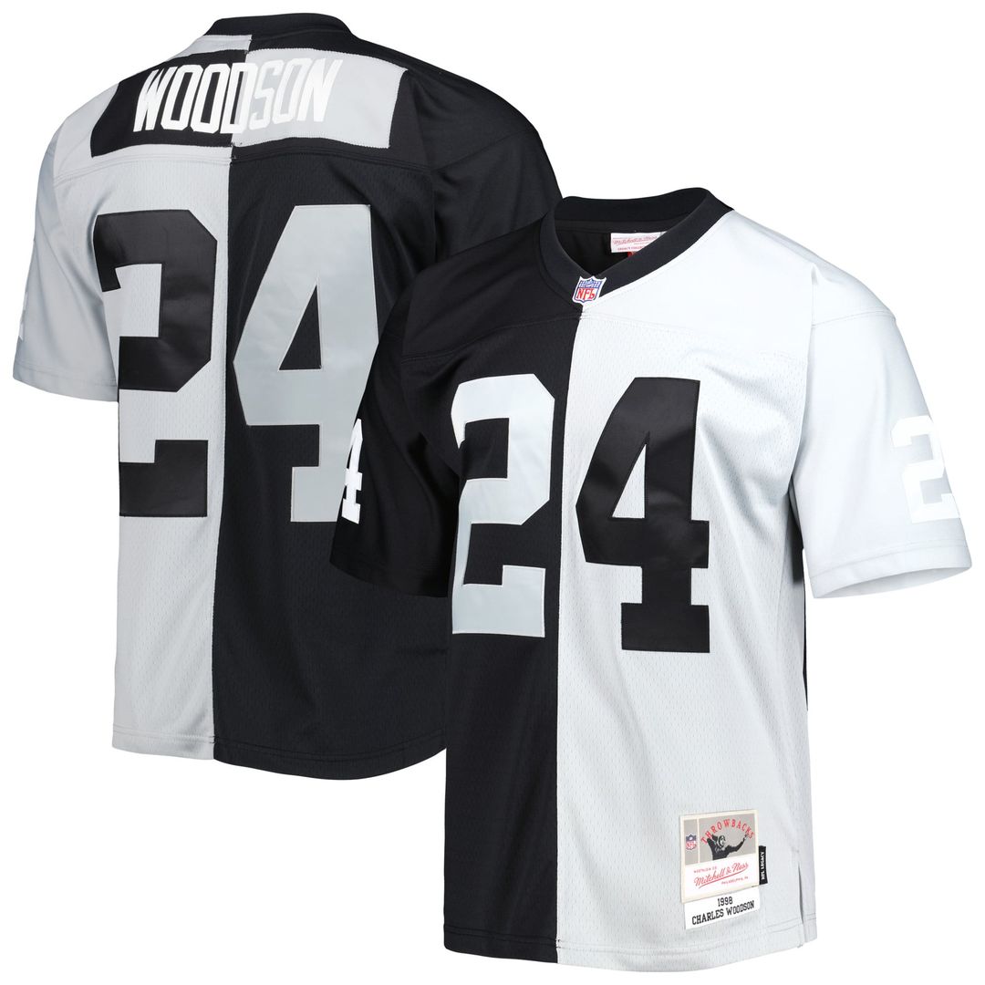 Charles Woodson Las Vegas Raiders Black/Silver 1998 Split Legacy Replica Jersey