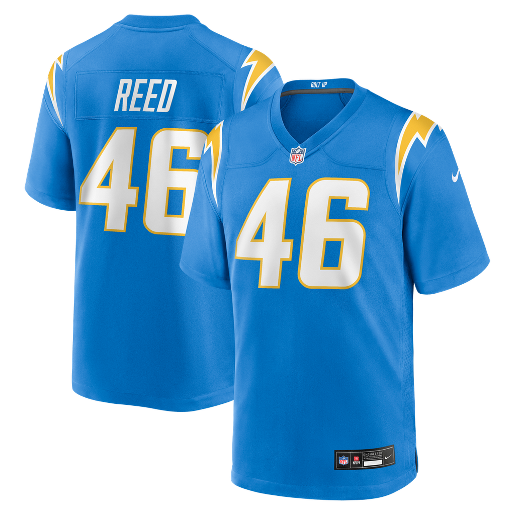 Nikko Reed Los Angeles Chargers Powder Blue Team Game Jersey