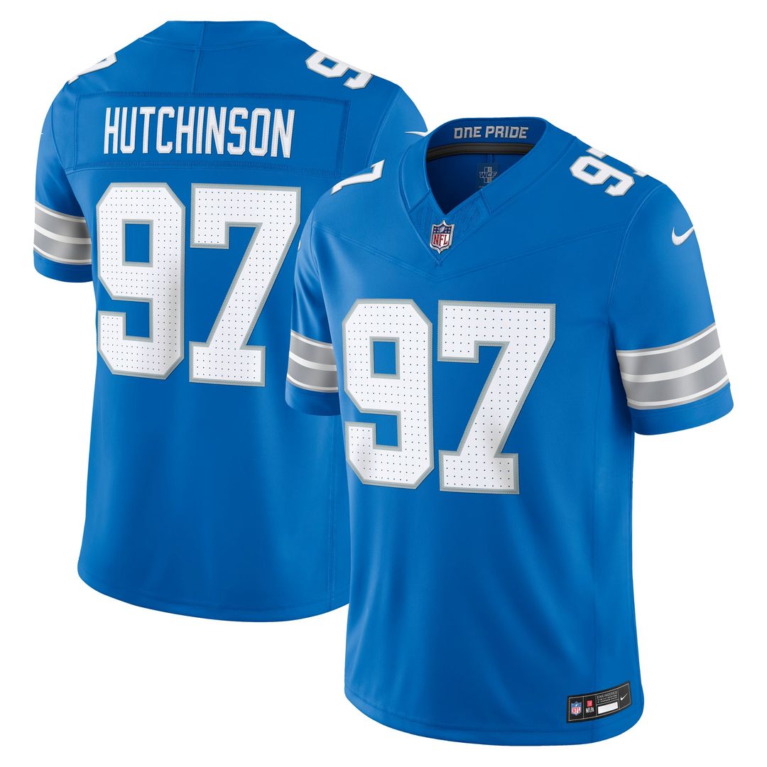 Aidan Hutchinson Detroit Lions Blue Team Vapor F.U.S.E. Stitched Limited Jersey