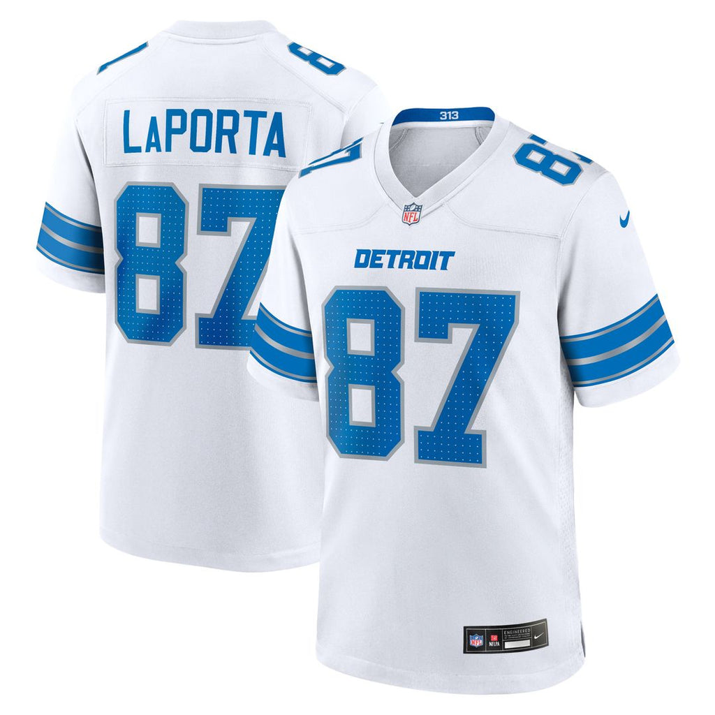 Sam LaPorta Detroit Lions White White Game Jersey