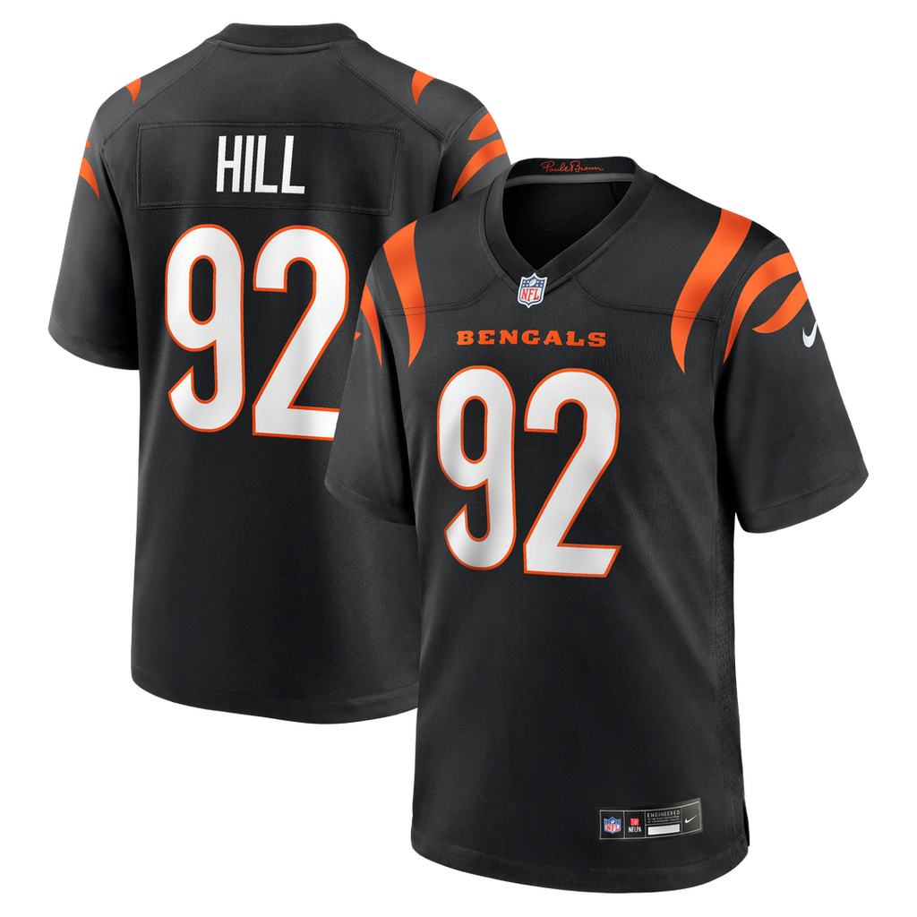 B.J. Hill Cincinnati Bengals Black Game Jersey