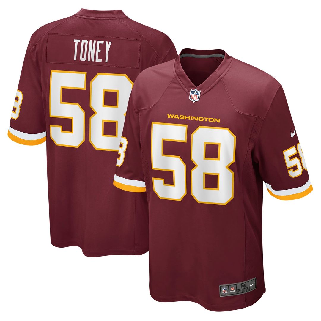 Shaka Toney Washington Football Team Burgundy Game Jersey