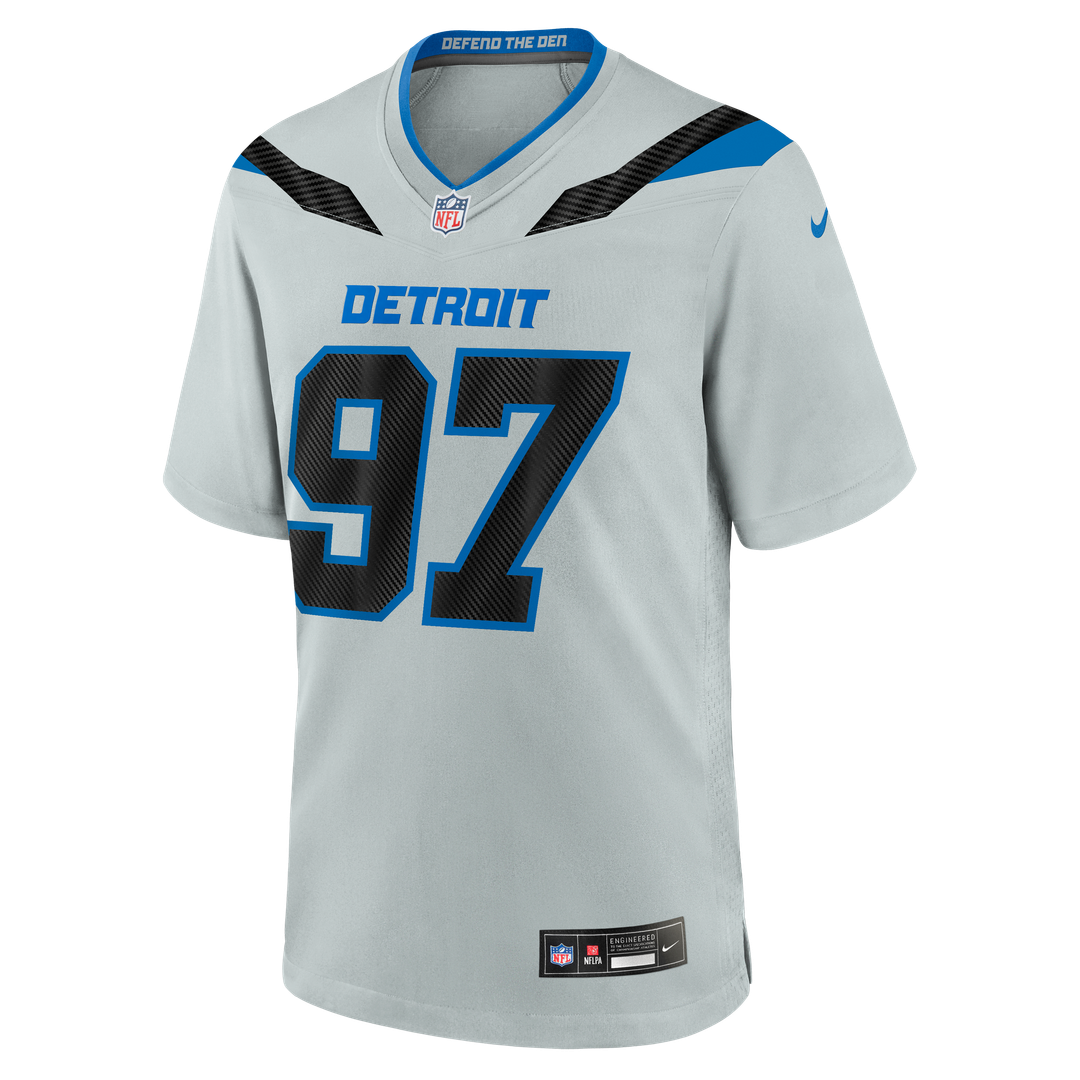 Aidan Hutchinson Detroit Lions Silver 2026 Rivalries Collection Game Jersey
