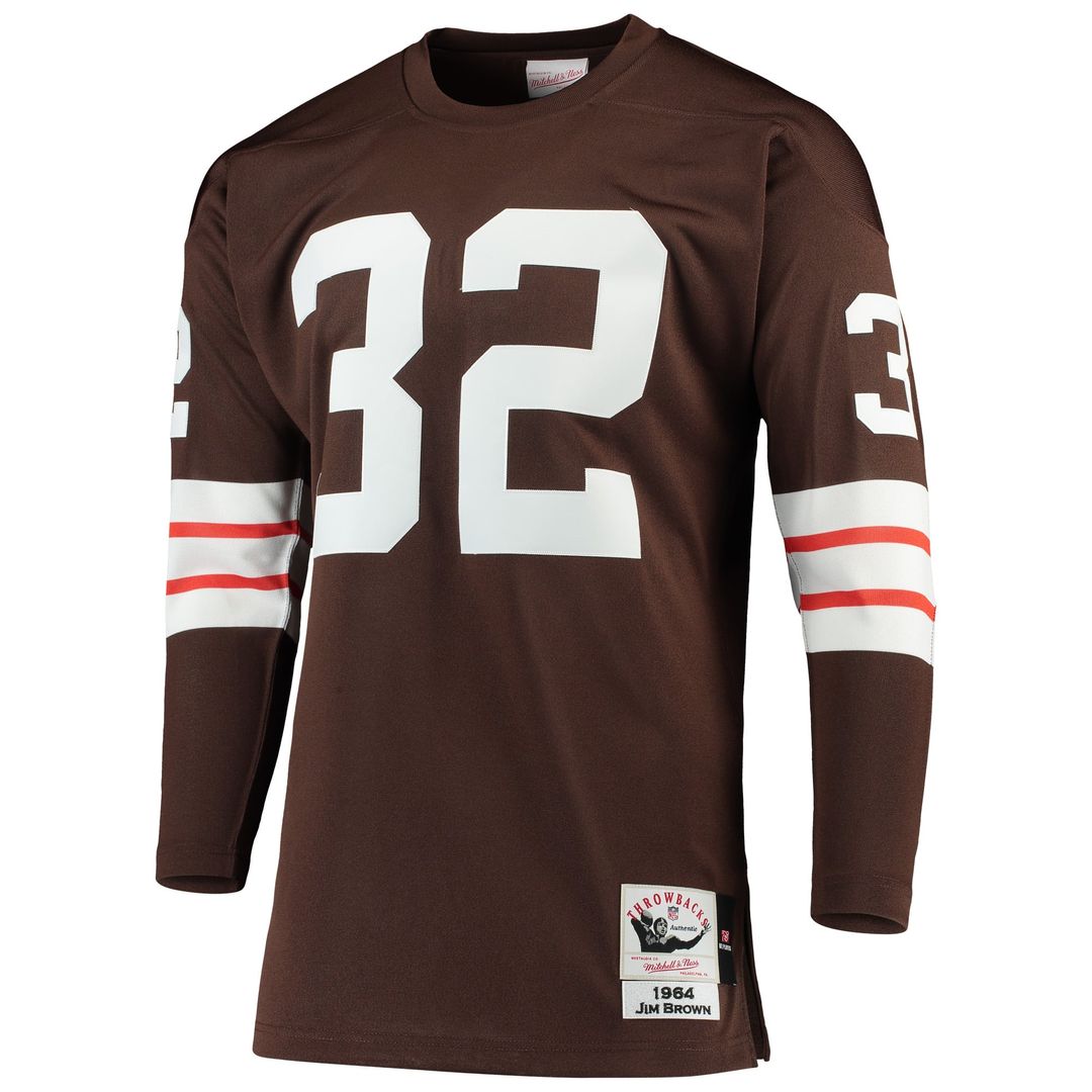 Jim Brown Cleveland Browns 1964 Brown Authentic Throwback Retired Player Jersey