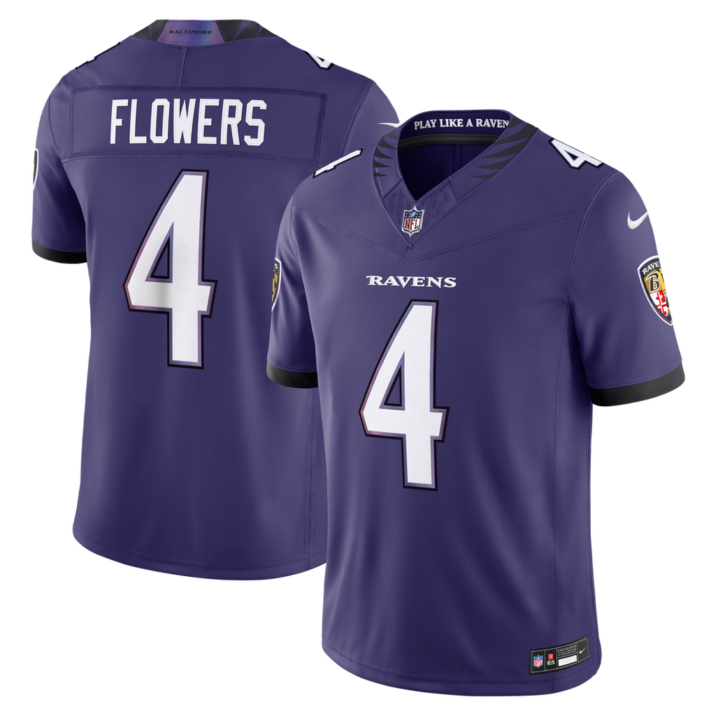 Zay Flowers Baltimore Ravens Purple Team Vapor F.U.S.E. Stitched Limited Jersey