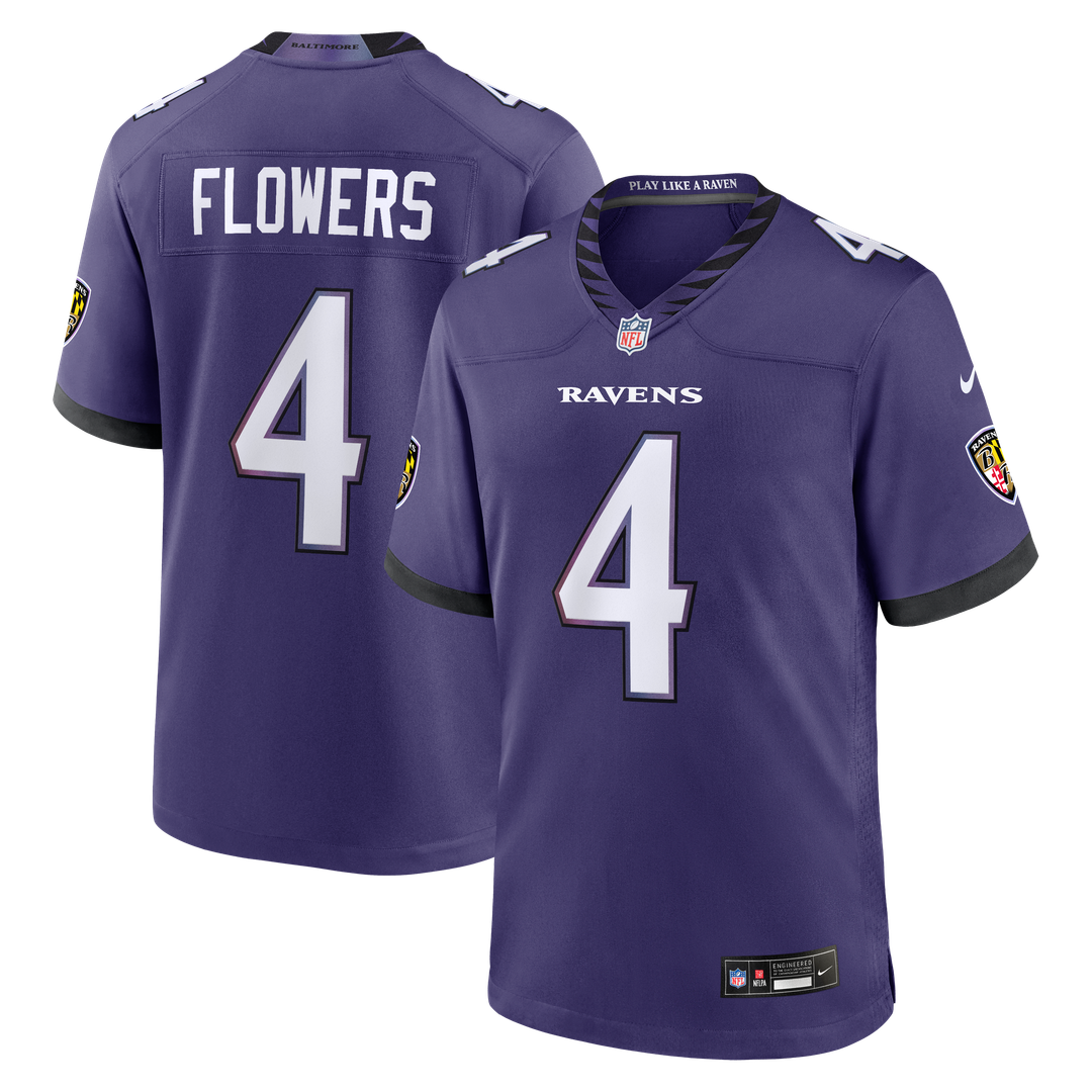 Zay Flowers Baltimore Ravens Purple Team Game Jersey