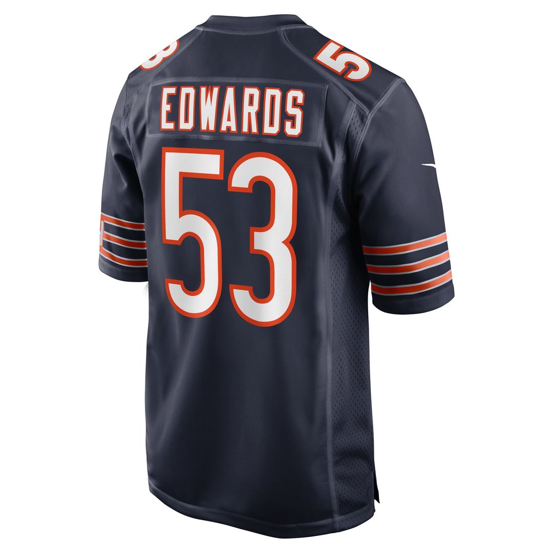 TJ Edwards Chicago Bears Navy Game Player Jersey
