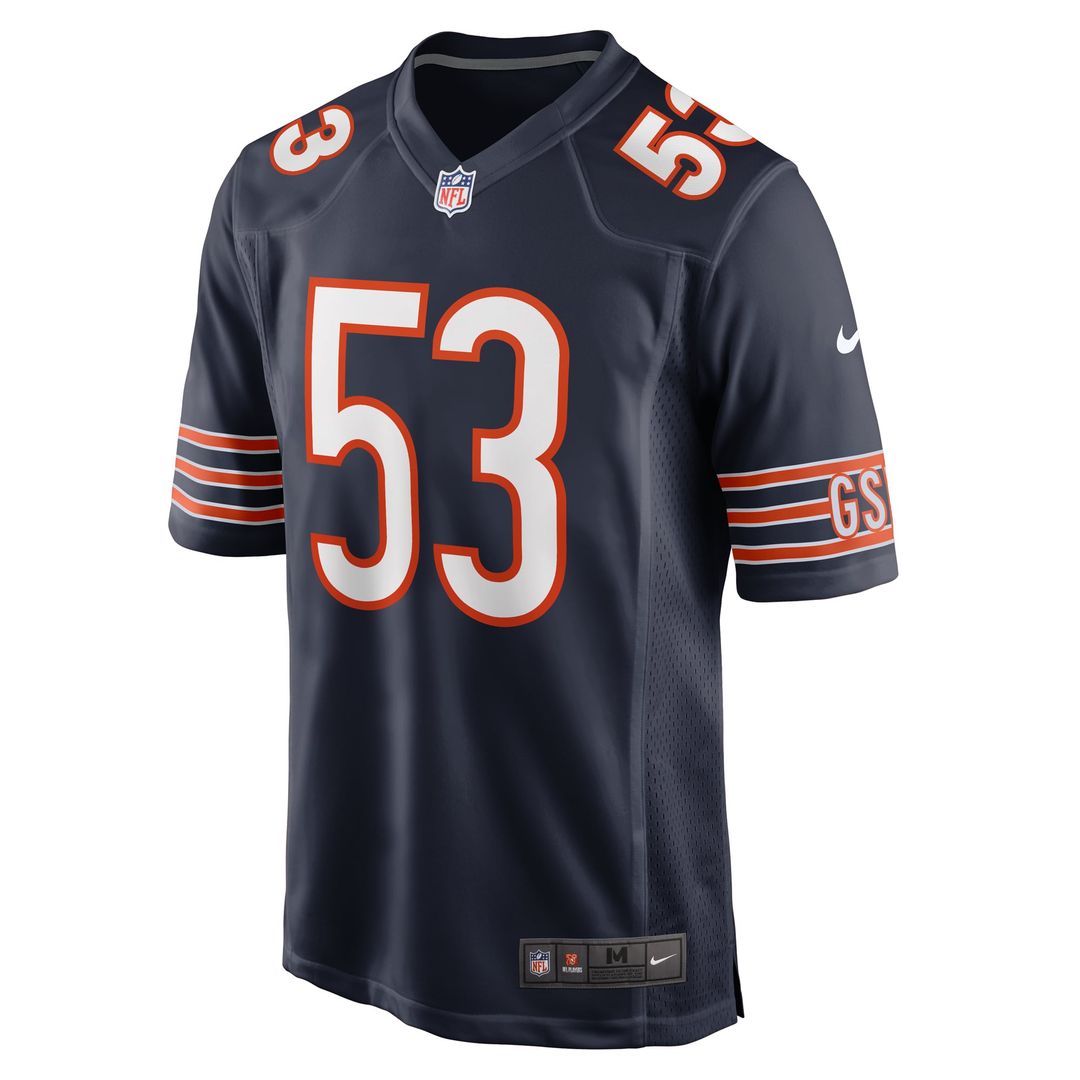 TJ Edwards Chicago Bears Navy Game Player Jersey