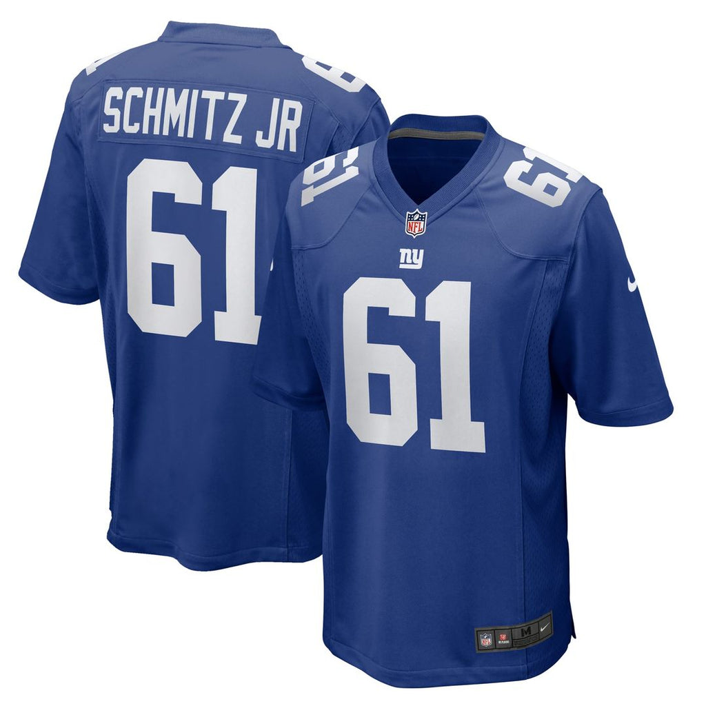 John Michael Schmitz Jr. New York Giants Royal Team Game Jersey