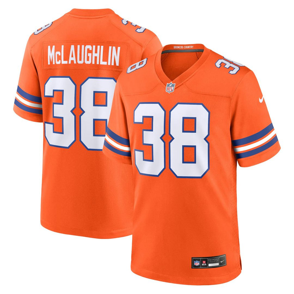 Jaleel McLaughlin Denver Broncos Orange Mile High Collection 1977 Throwback Player Game Jersey