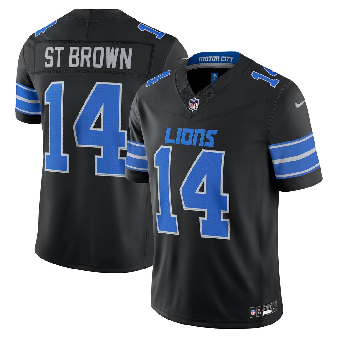 Amon-Ra St. Brown Detroit Lions Blue Team Vapor F.U.S.E. Stitched Limited Jersey