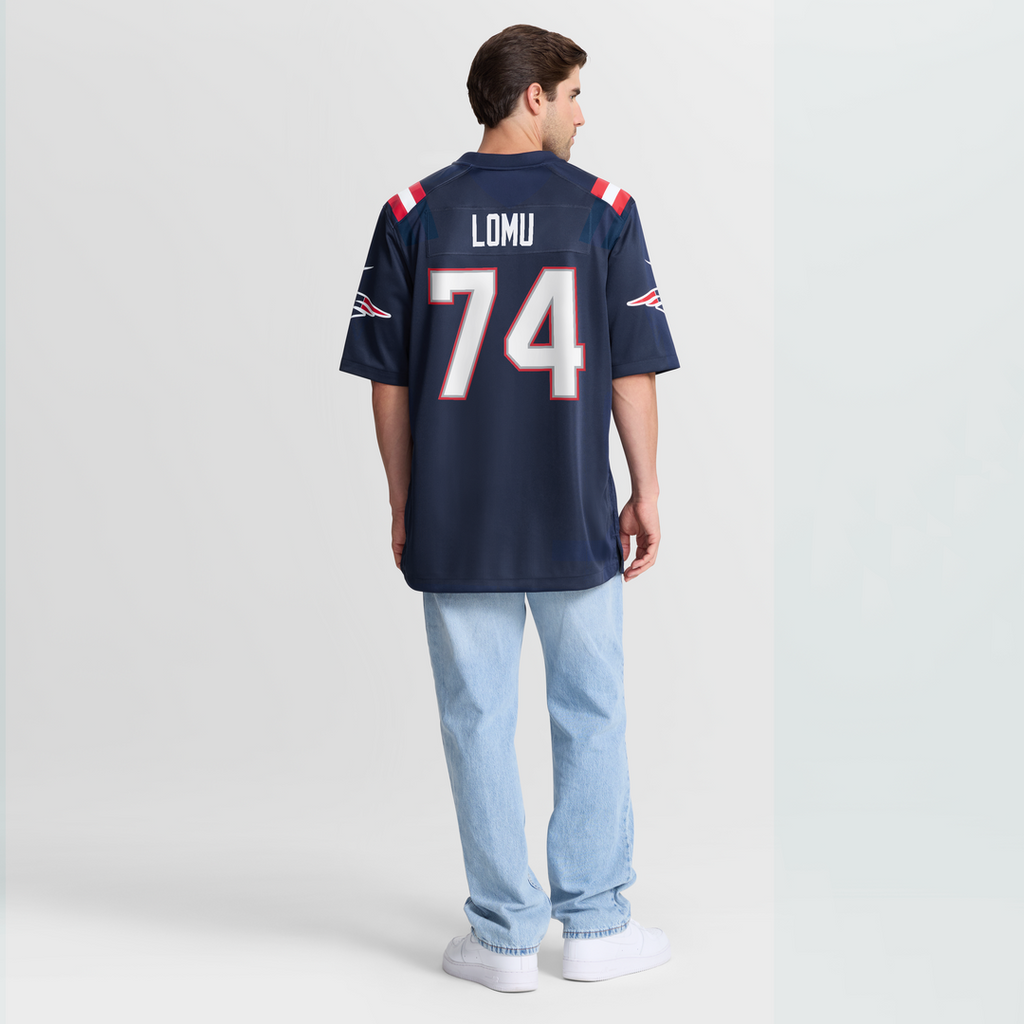 Caleb Lomu New England Patriots Navy Team Game Jersey