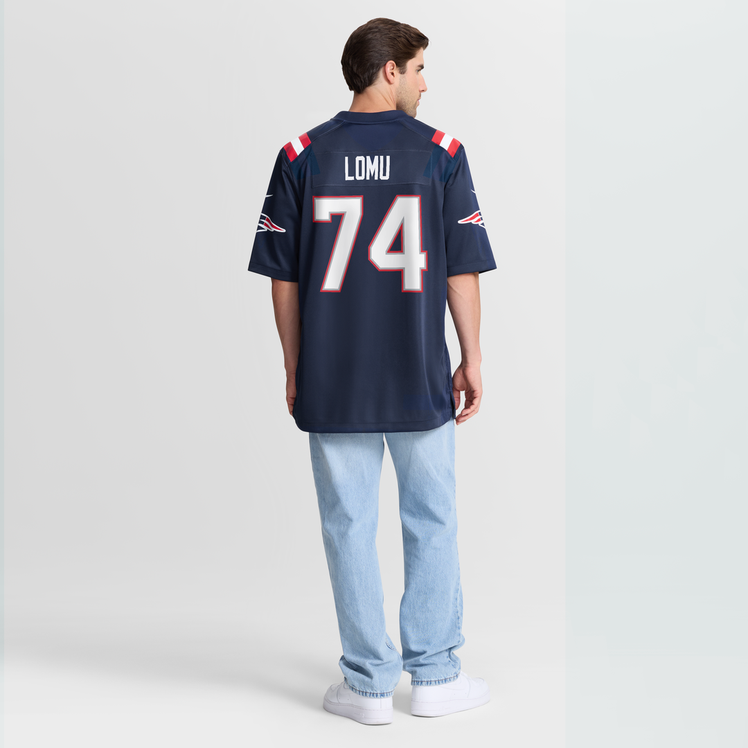 Caleb Lomu New England Patriots Navy Team Game Jersey