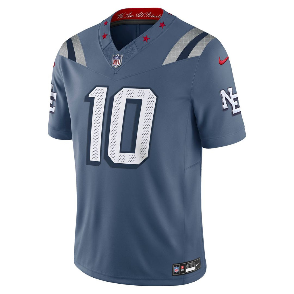 Drake Maye New England Patriots Blue Rivalries Collection Stitched Limited Jersey