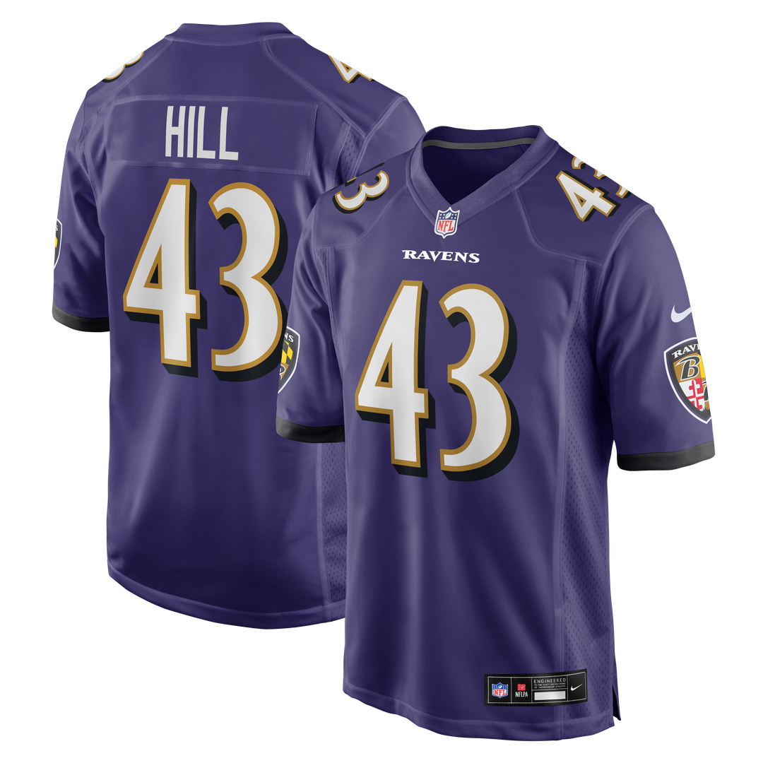 Justice Hill Baltimore Ravens Purple Game Jersey