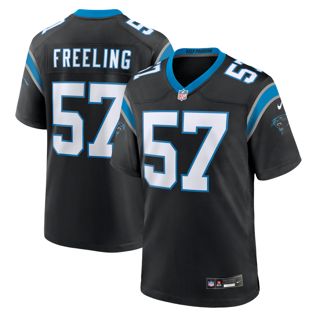 Monroe Freeling Carolina Panthers Black Team Game Jersey