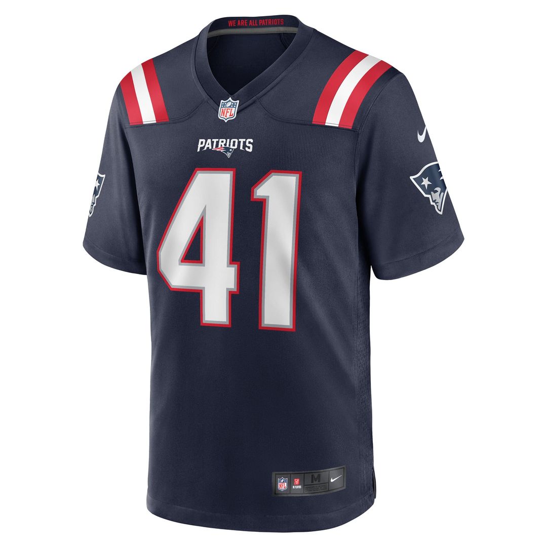 Brenden Schooler New England Patriots Navy Game Player Jersey
