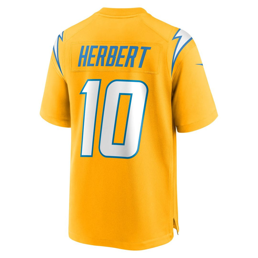 Justin Herbert Los Angeles Chargers Gold Alternate Charger Power Game Player Jersey