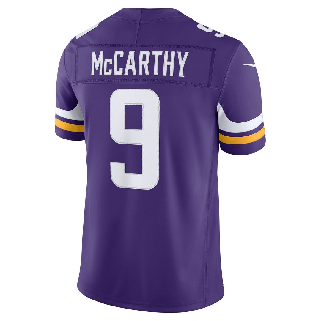 J.J. McCarthy Minnesota Vikings Purple Team Vapor F.U.S.E. Stitched Limited Jersey