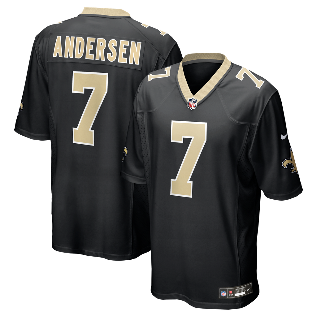 Morten Andersen New Orleans Saints Black Game Retired Player Jersey