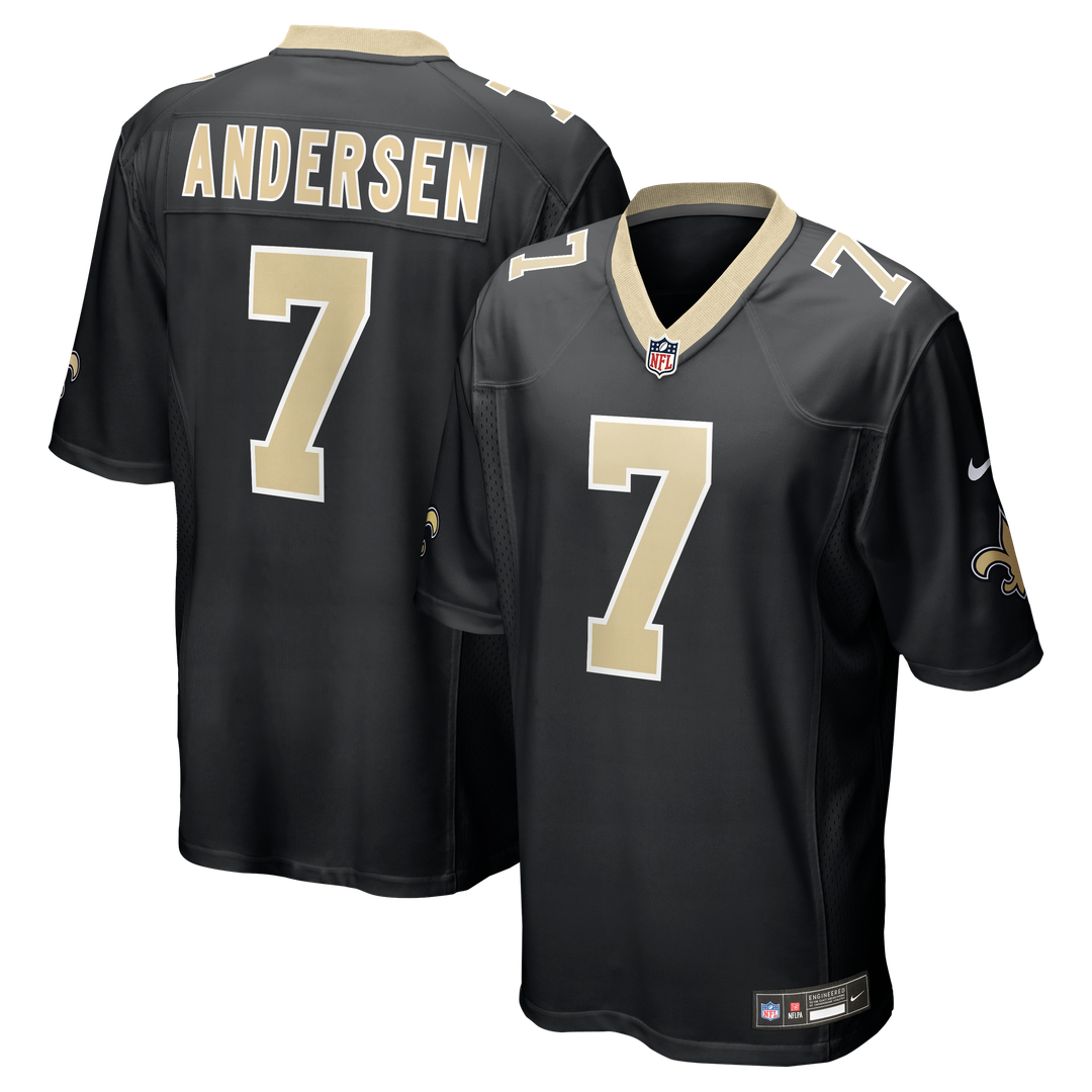 Morten Andersen New Orleans Saints Black Game Retired Player Jersey