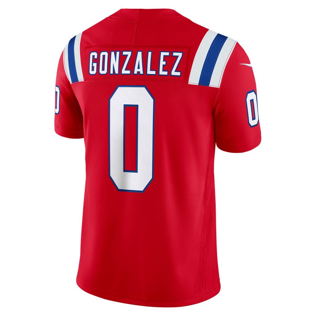 Christian Gonzalez New England Patriots Navy Team Vapor F.U.S.E. Stitched Limited Jersey