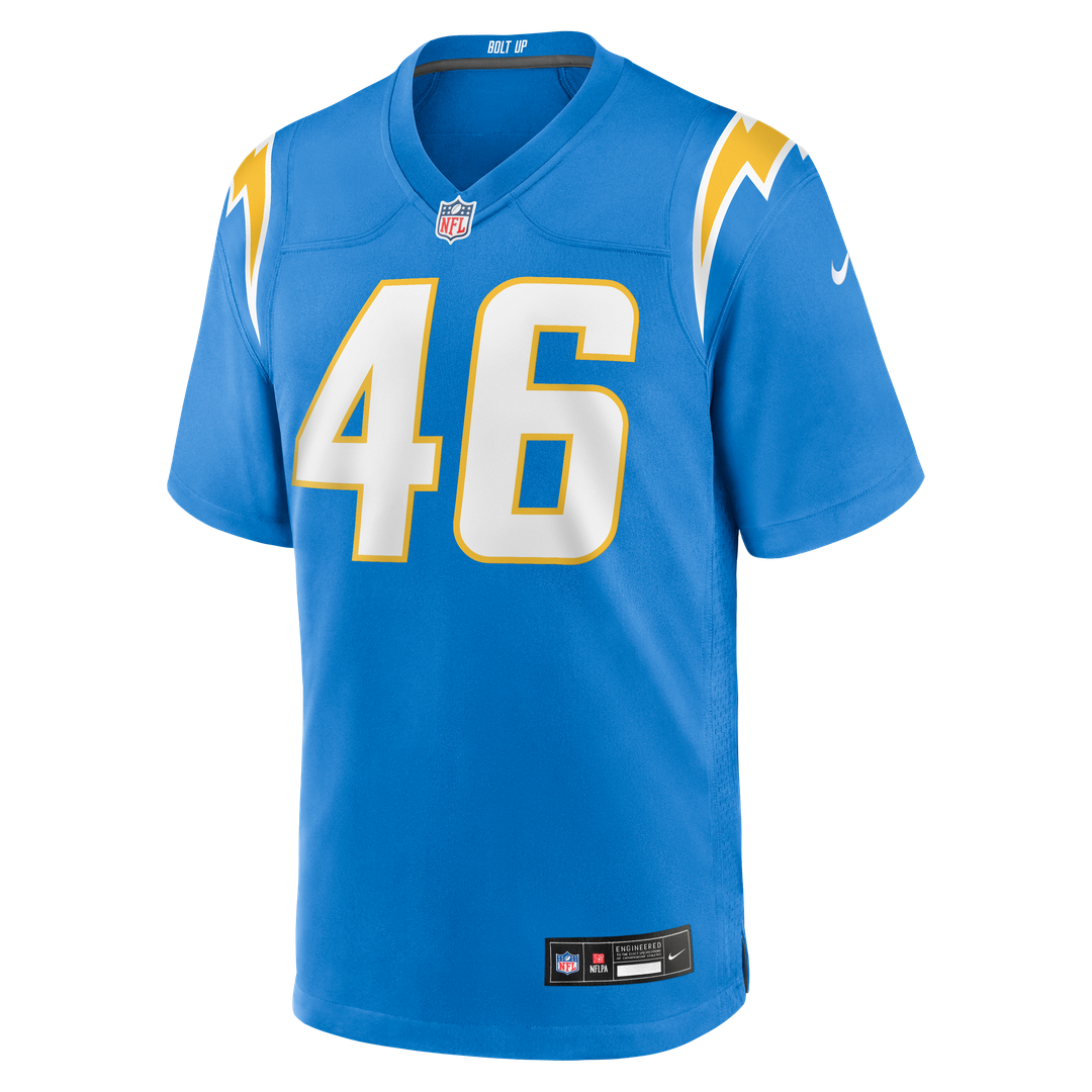 Nikko Reed Los Angeles Chargers Powder Blue Team Game Jersey
