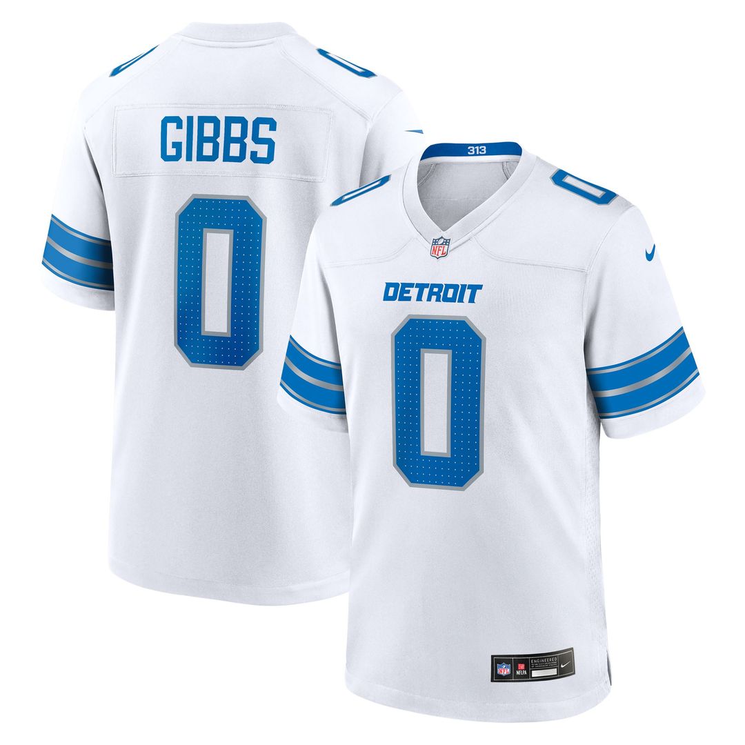 Jahmyr Gibbs Detroit Lions White Game Player Jersey