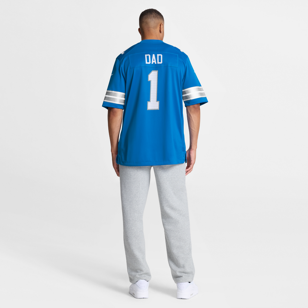 Detroit Lions Number 1 Dad Blue Game Jersey