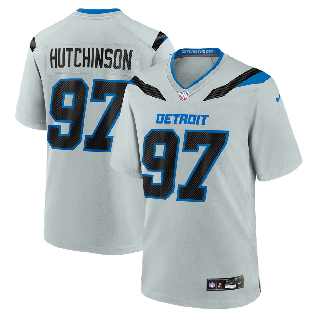 Aidan Hutchinson Detroit Lions Silver 2026 Rivalries Collection Game Jersey