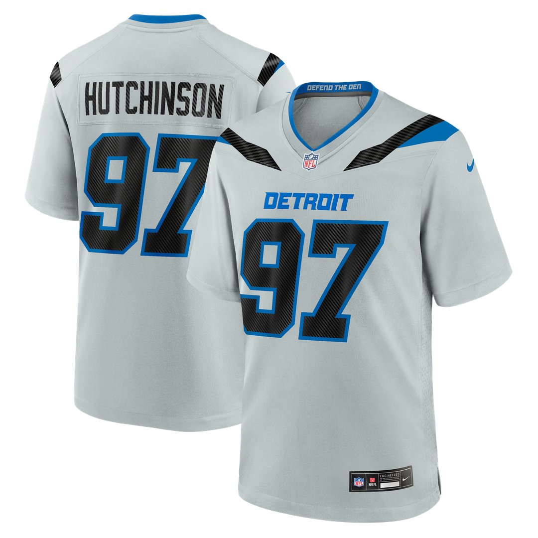 Aidan Hutchinson Detroit Lions Silver 2026 Rivalries Collection Game Jersey