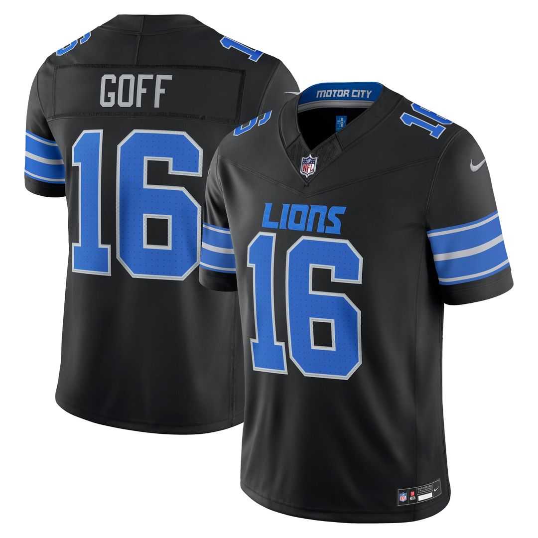 Jared Goff Detroit Lions Black Alternate Vapor F.U.S.E. Stitched Limited Jersey
