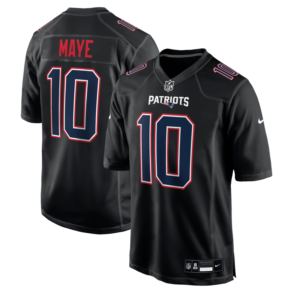 Drake Maye New England Patriots Carbon Black Game Jersey