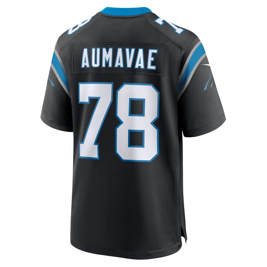 Popo Aumavae Carolina Panthers Black Team Game Jersey