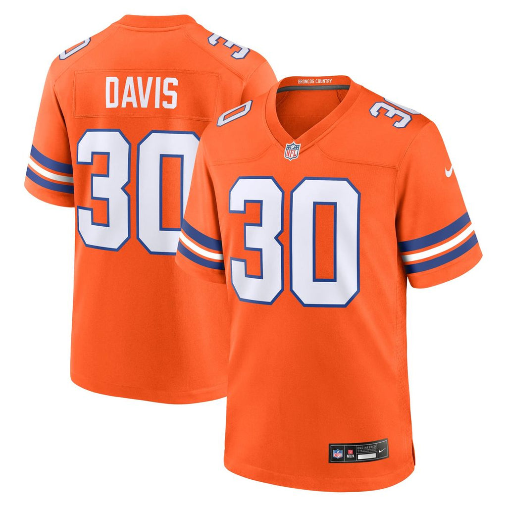 Terrell Davis Denver Broncos Orange Retired Player Alternate Game Jersey