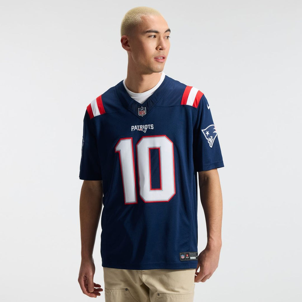 Drake Maye New England Patriots Navy Team Vapor F.U.S.E. Stitched Limited Jersey