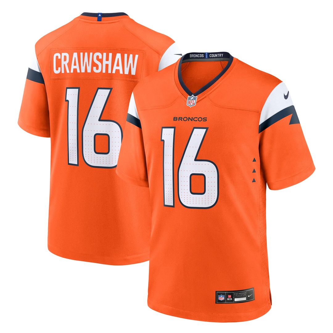 Jeremy Crawshaw Denver Broncos Orange Team Game Jersey