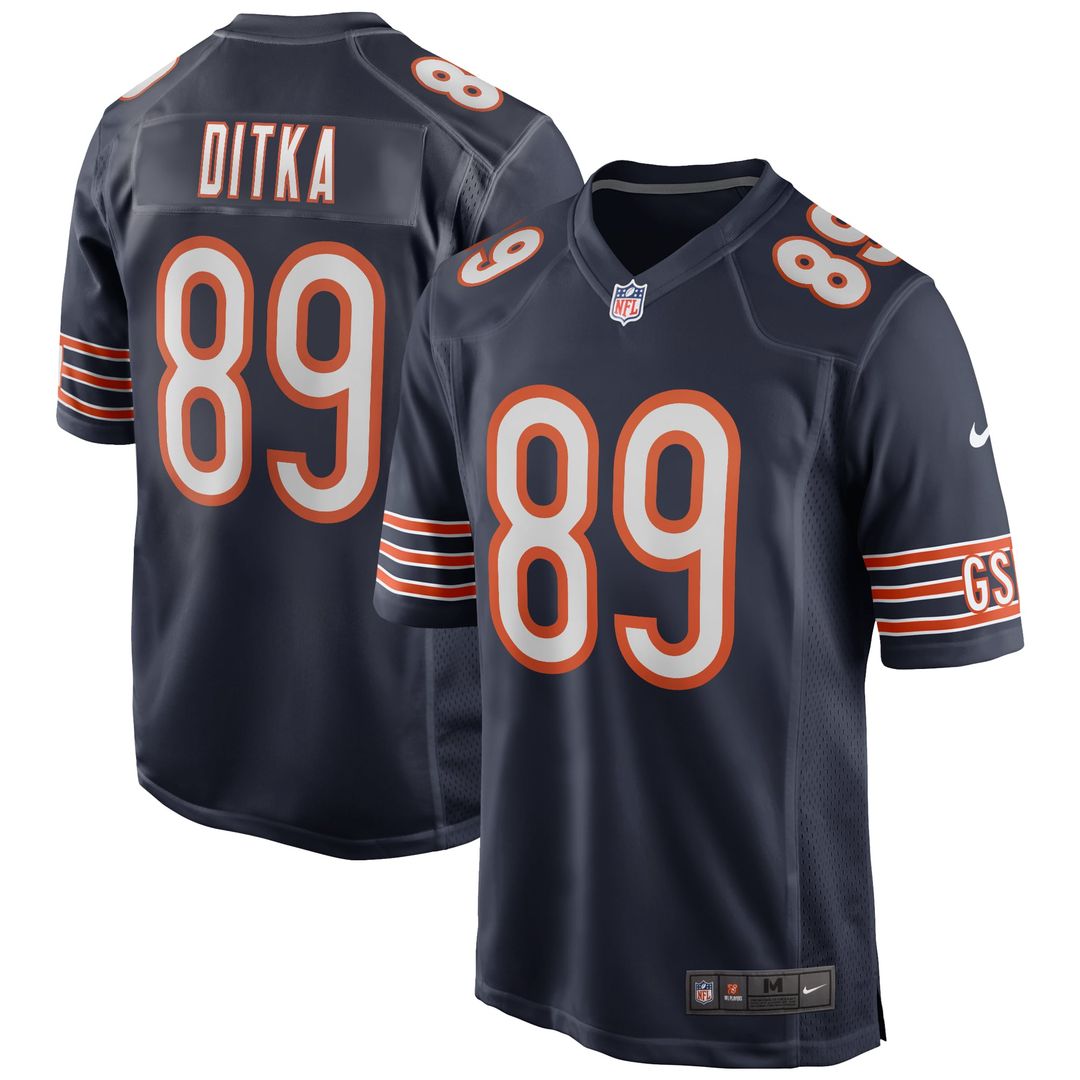 Mike Ditka Chicago Bears White Retired Player Game Jersey