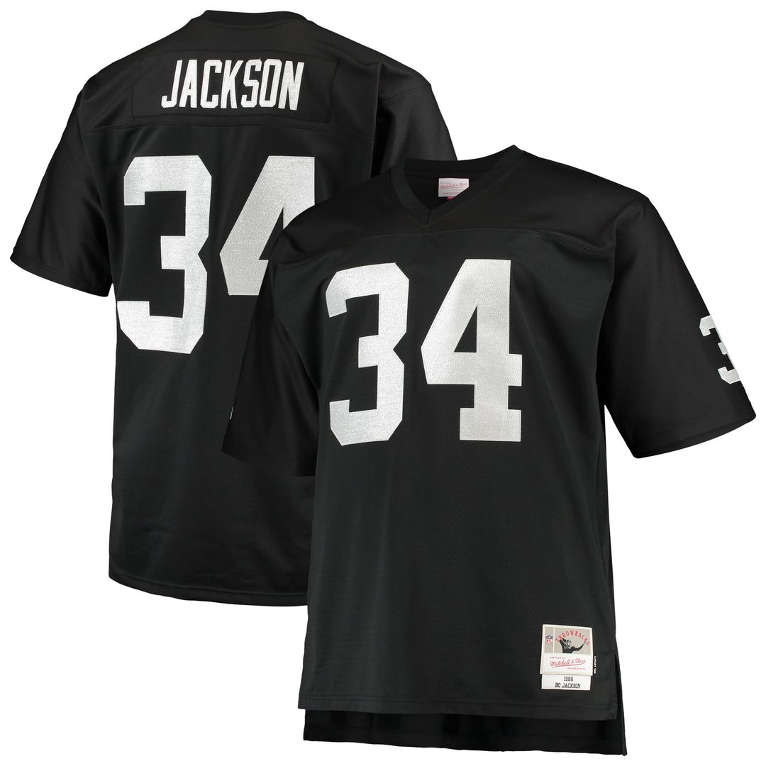 Bo Jackson Las Vegas Raiders Black Big & Tall 1988 Retired Player Replica Jersey