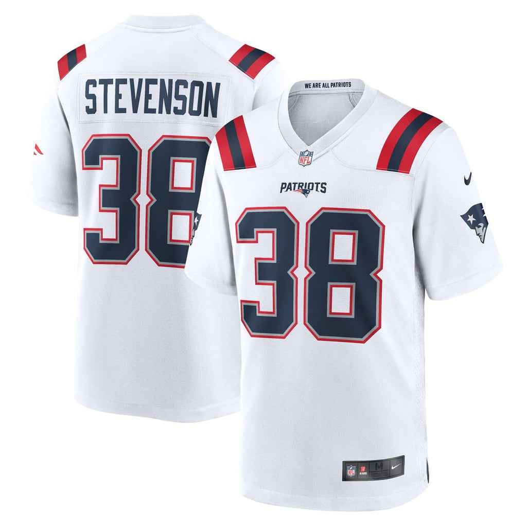 Rhamondre Stevenson New England Patriots White Game Player Jersey