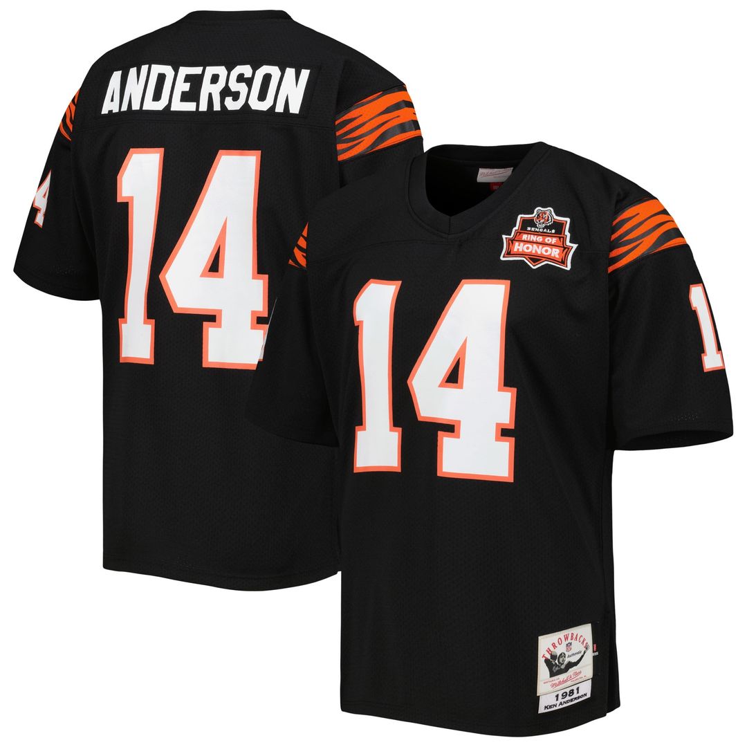 Ken Anderson Cincinnati Bengals 1981 Black Authentic Throwback Retired Player Jersey