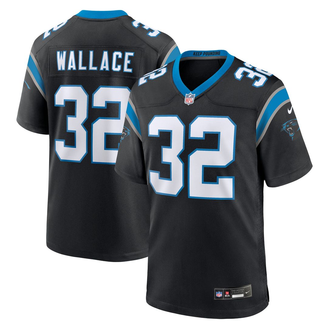 Trevin Wallace Carolina Panthers Black Team Game Jersey